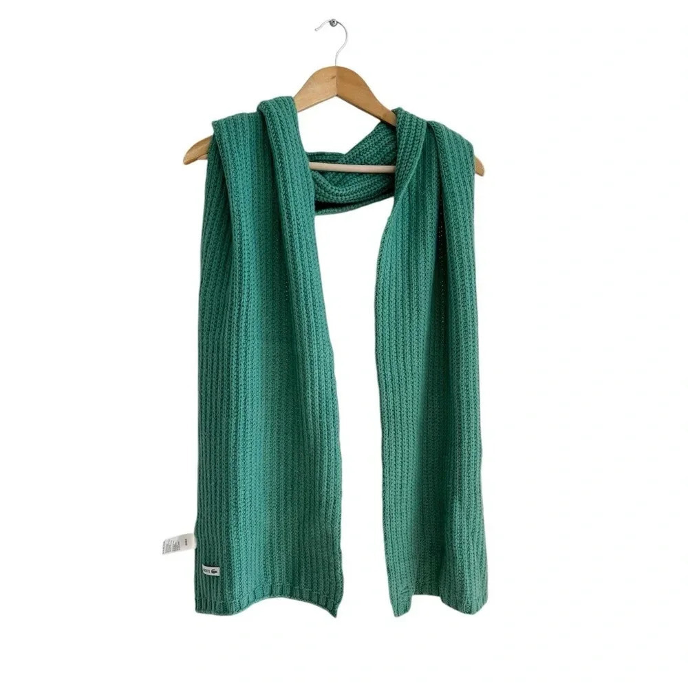 Lacoste Long Wool Blend Knit Scarf Cozy Winter Accessory